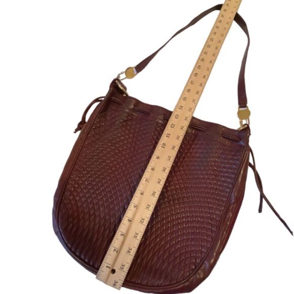 1163 Vintage New Bally Genuine Leather Crossbody Quilted Maroon Bag - Picture 8 of 10